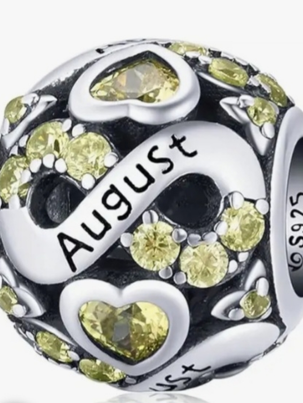 Real Peridots "AUGUST" Birthstone Solid Sterling Silver 4 your European Bracelet